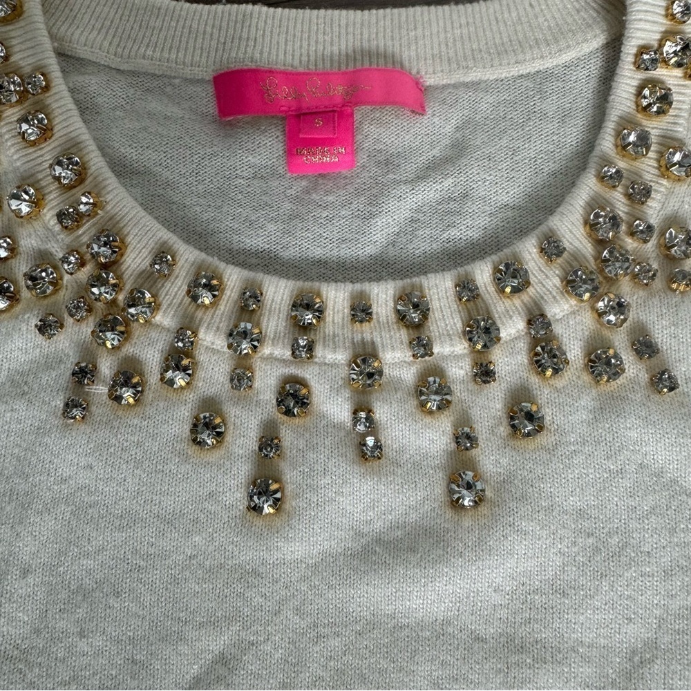 Lilly Pulitzer Odetta Rhinestone Sweater In Ivory Small - Picture 4 of 8